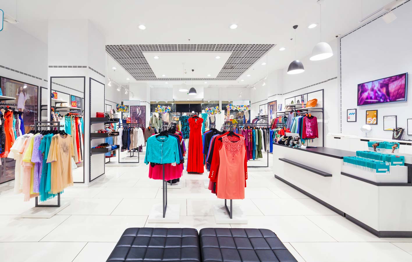 Interior of shoe store in modern mall