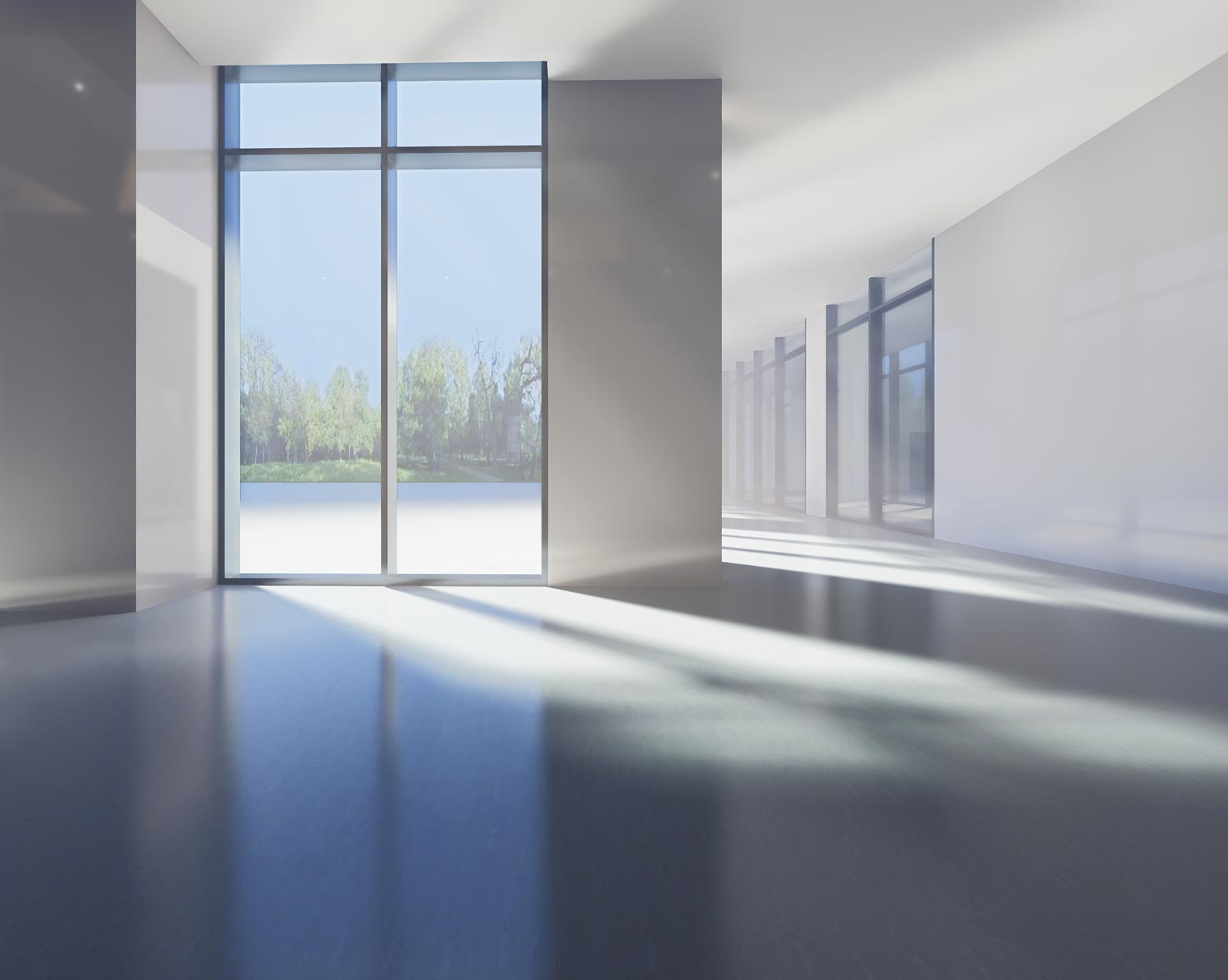 Modern building with sunlight comes in