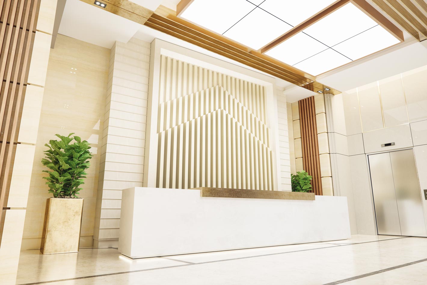 Interior of a luxury hotel reception
